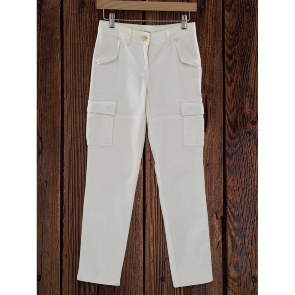 Aritzia Wilfred Free White Cargo Pants 28 Cotton Lyocell Stretch Clean Girl